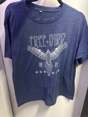 Free Bird Graphic Tee - Navy Ladies Large Short Sleeve Top